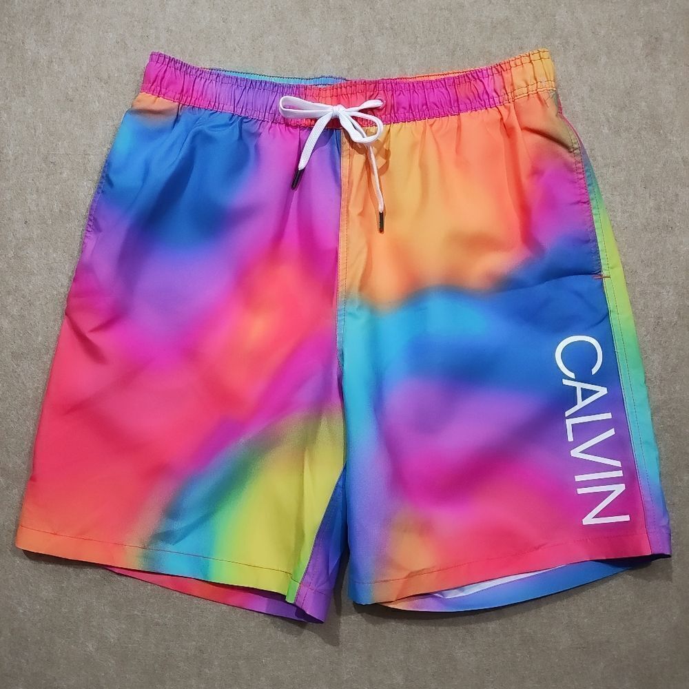 Calvin Klein Swimwear Pride Rainbow Swim Shorts Medium #D